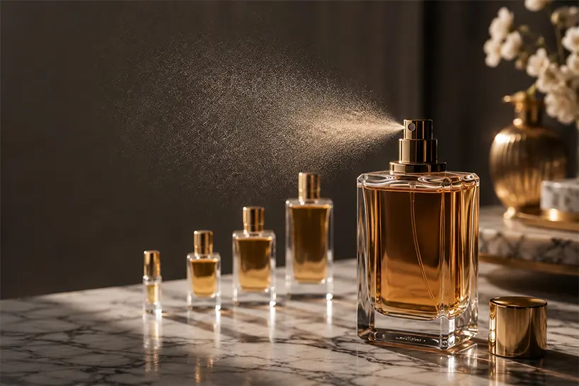 نمایش تعداد تقریبی پاف عطر در حجم‌های مختلف شیشه عطر